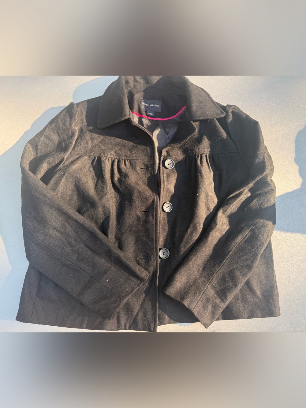 Banana Republic Black Coat with Pink Trim